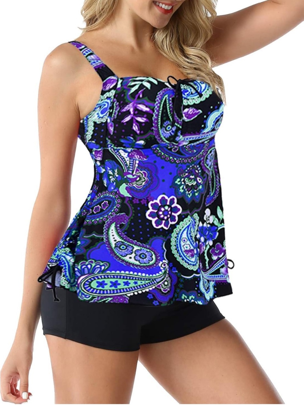 30. Septangle Tankini Blue and Black Size 22 NWT